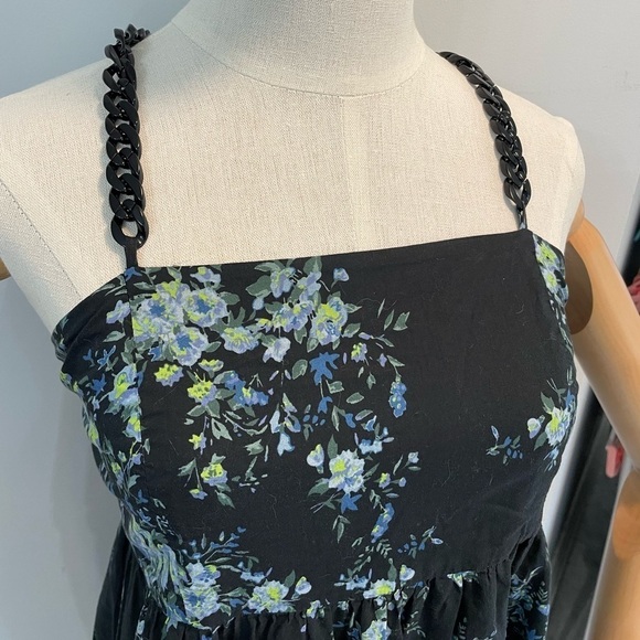 Les Reveries x Rent the Runway women’s 8 navy floral midi dress w/ chain straps - Picture 3 of 9